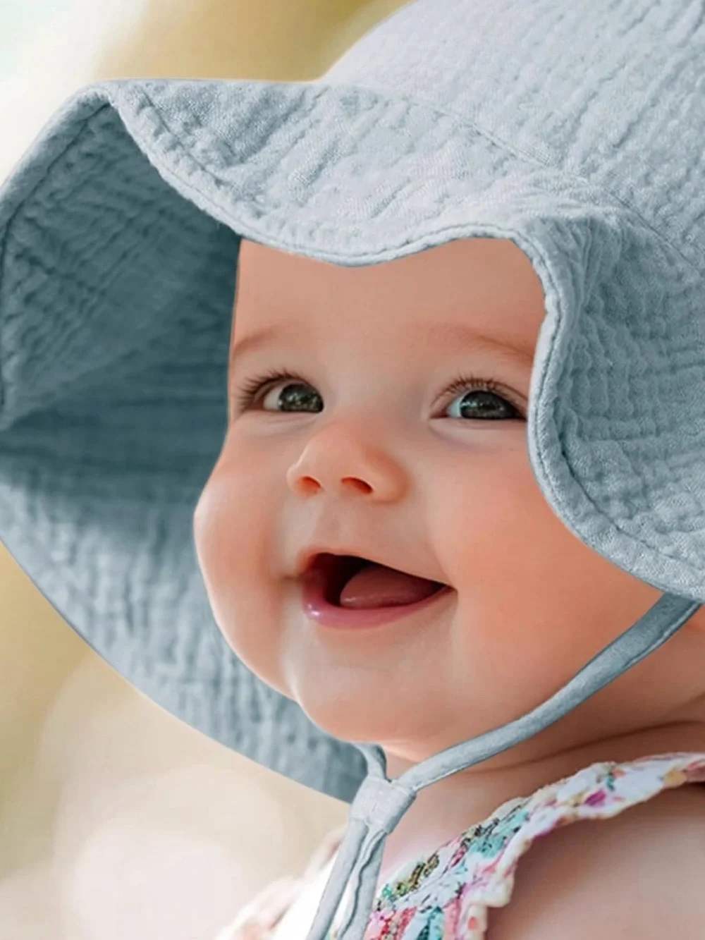NIB 2-pack Baby Sun Hats - Muslin Cotton with Chin Strap